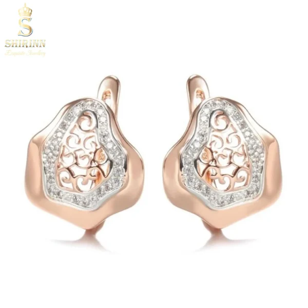 Rose Gold Plated Ethnic Flower Earrings