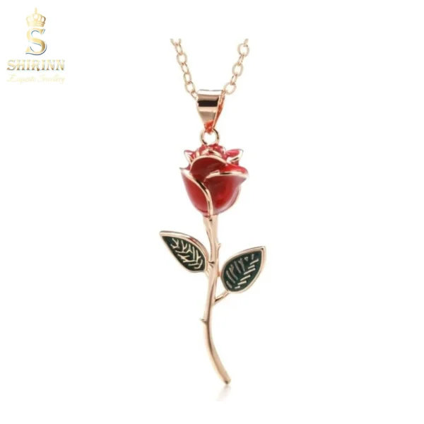 Gold Plated Rose Pendant & Necklace