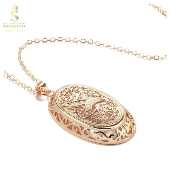 14k Rose Gold Plated Luxury Necklace & Ethnic Big Pendant