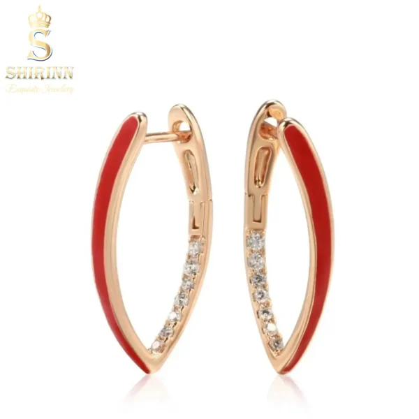 Rose Gold Plated Elegant Red Earrings 