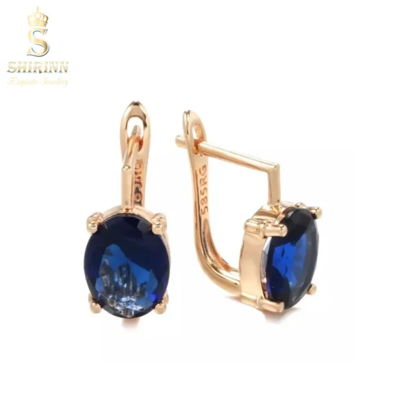 Rose Gold Plated Big Blue Drop Earrings