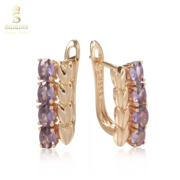 14k Rose Gold Plated Romantique Purple Earrings