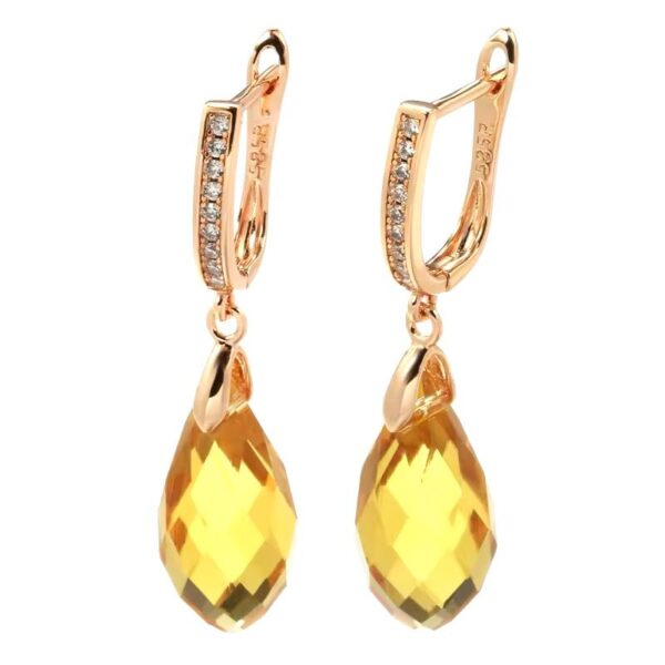 14k Rose Gold Plated Luxury Yellow Water Drop Earrings 