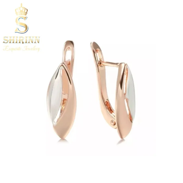 14k Rose Gold Plated Duo Color Stud Earrings