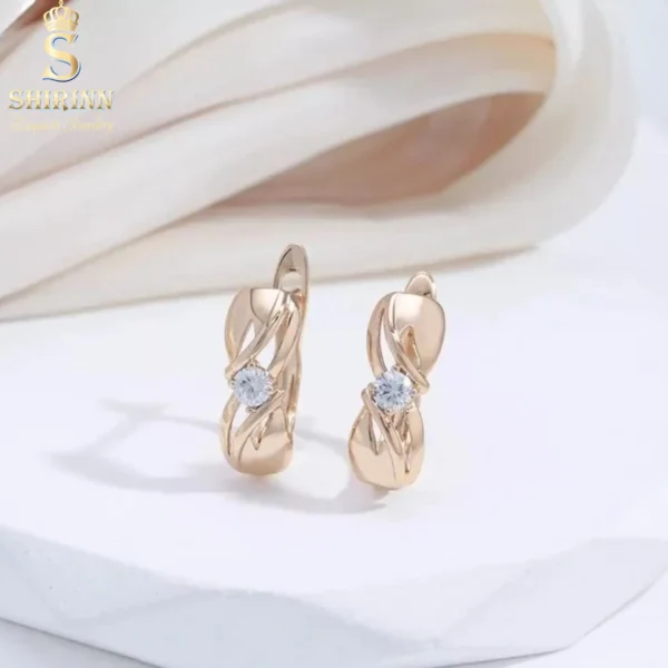 14k Rose Gold Plated Simple Antonia Stud Earrings 