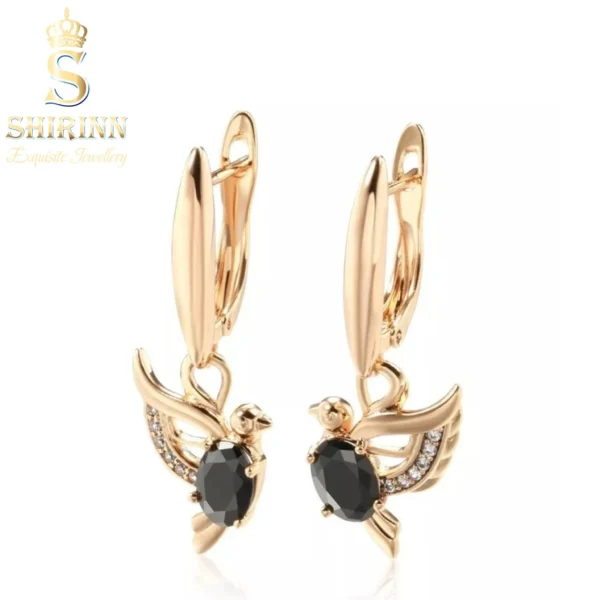 14k Rose Gold Plated Little Black Bird Earrings 