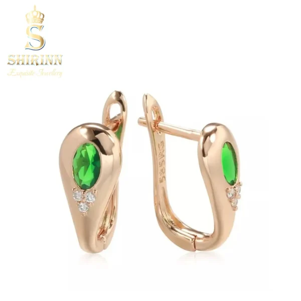 14k Rose Gold Plated Luxury Green Drop Earrings 