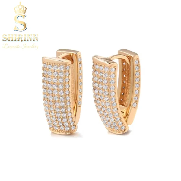 14k Gold Plated Sparkling V Shape Stud Earrings