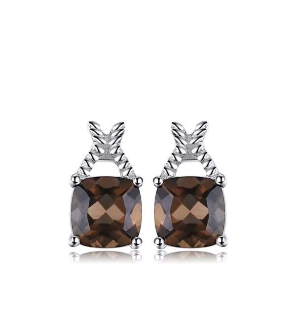 Luxury 1.1ct Smoky Quartz Earrings 925 Sterling Silver