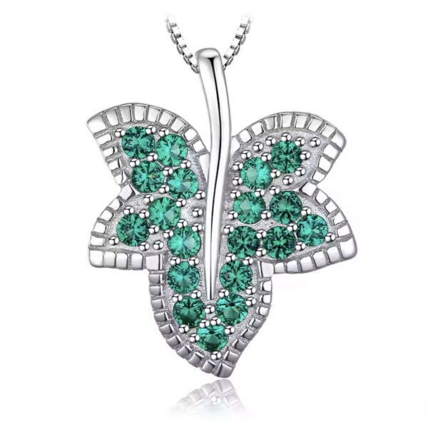 Luxury Leaf 0.5ct Emerald Pendant 925 Sterling *No Chain