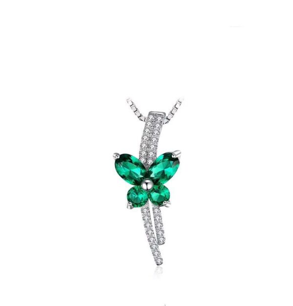 Luxury Butterfly 1ct Emerald Pendant 925 Sterling Silver *No Chain