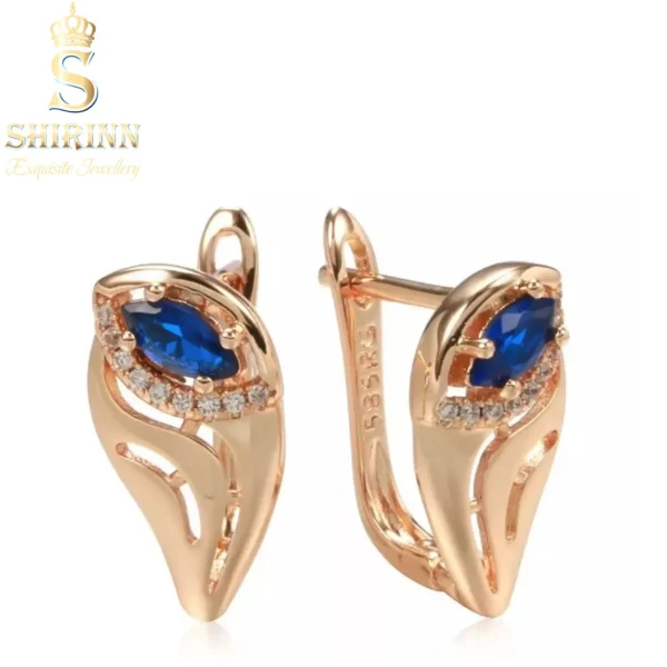 14k Rose Gold Plated Blue Eyes Stud Earrings