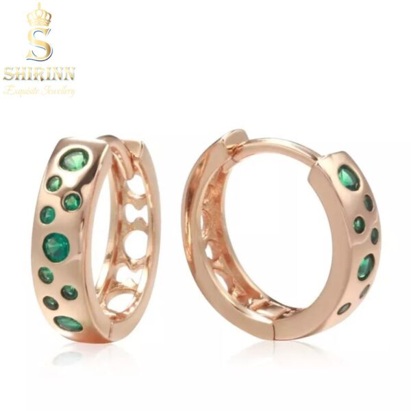 14k Rose Gold Plated Little Princess Green Earrings