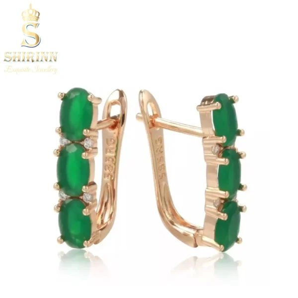 14k Rose Gold Plated Luxury Green Drop Earrings