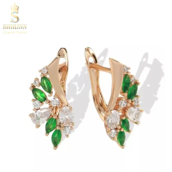 14k Rose Gold Plated Party Green Earrings