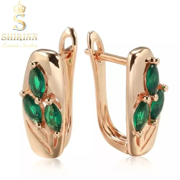 14k Rose Gold Plated Green Drop Earrings 