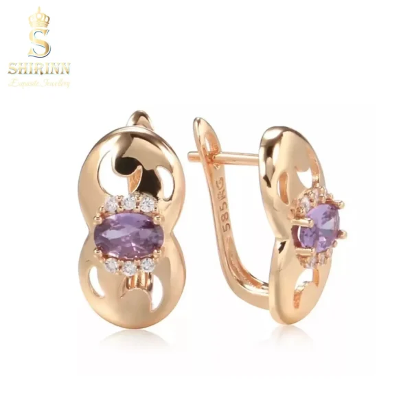 14k Rose Gold Plated Luxury Purple Earrings