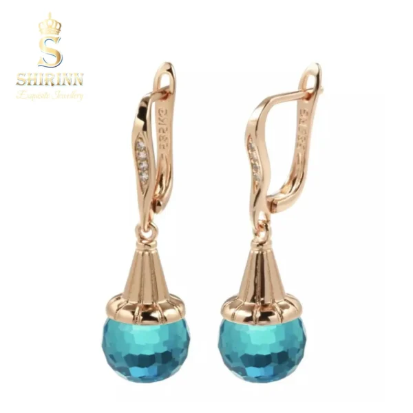 14k Rose Gold Plated Luxury Turquoise Earrings