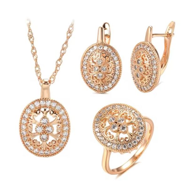 Shirinn 14k Rose Gold Plated Princess Jewellery Set Earrings & Ring & Necklace & Pendant