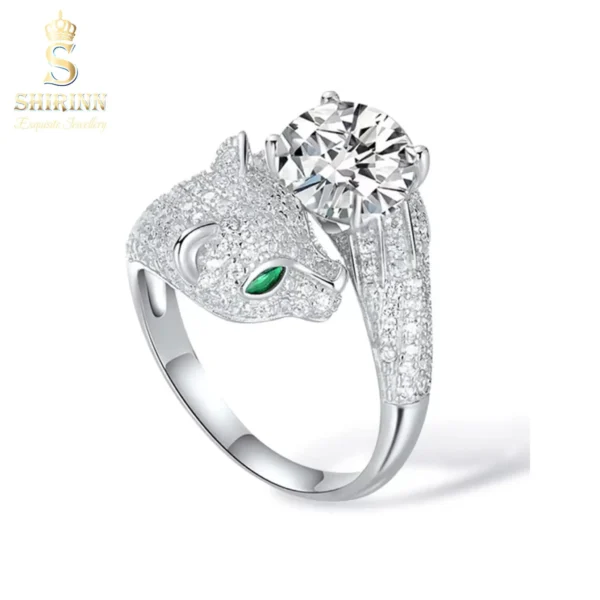 Shirinn 2.0ct. White Diamond Leopard Open Ring 18k White Gold Plated 925 Sterling Silver