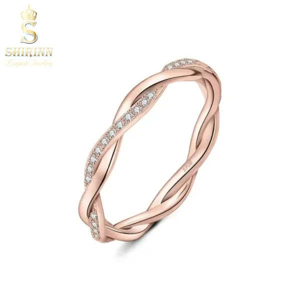 Shirinn 0.005ct. Diamond Infinity Band Wedding Ring 18k Rose Gold Plated 925 Sterling Silver