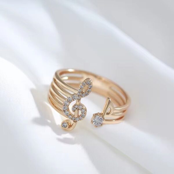 14k Rose Gold Plated Musical Notes Open Ring