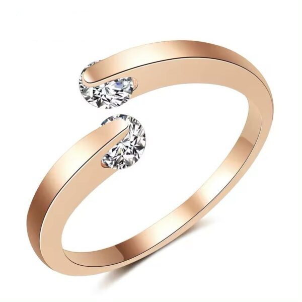 14k Rose Gold Plated Delicate 0.25ct Zirconia Open Ring