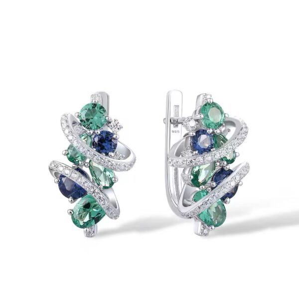 Shirinn Luxury  5ct Green&Blue Spinel 925 Sterling Silver Earrings