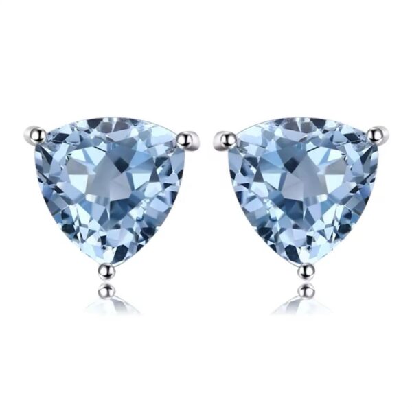 Shirinn Luxury Triangle 1.8ct Natural Blue Topaz  925 Sterling Silver Earrings