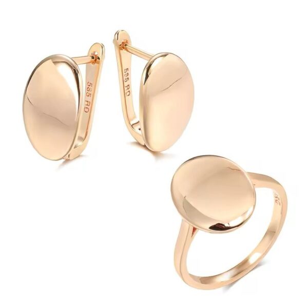 Shirinn 14k Rose Gold Plated Oval Classic Jewellery Set Earrings & Ring