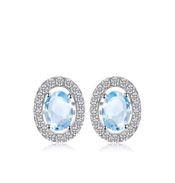 Shirinn Luxury 1ct Natural Sky Blue Topaz 925 Sterling Silver Earrings