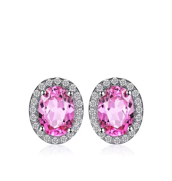 Shirinn Luxury 2.1ct Pink Saphire 925 Sterling Silver Earrings