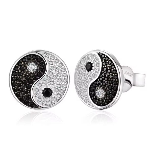 Shirinn Luxury YIN YANG 0.4ct Natural Black Spinel  925 Sterling Silver Earrings