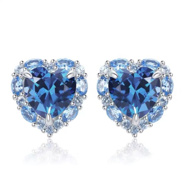 Shirinn Luxury Heart 5ct Blue Spinel 925 Sterling Silver Earrings