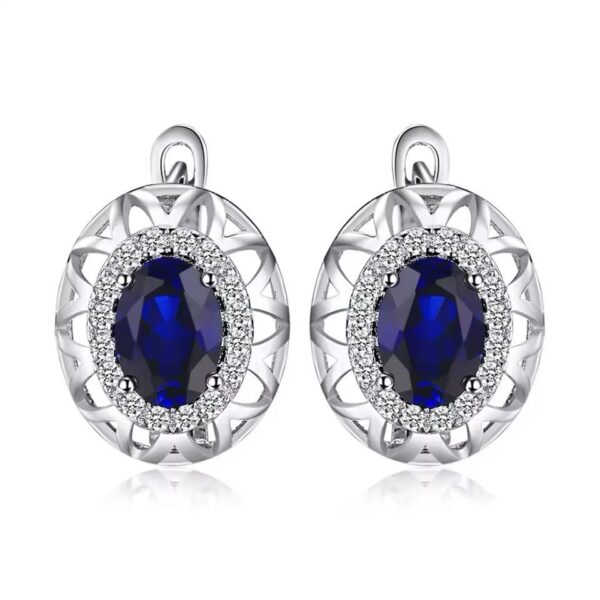 Shirinn Luxury Blue Sapphire 925 Sterling Silver Earrings