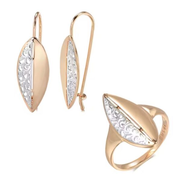 Shirinn 14k Rose Gold Plated Modern Jewellery Set Earrings & Ring