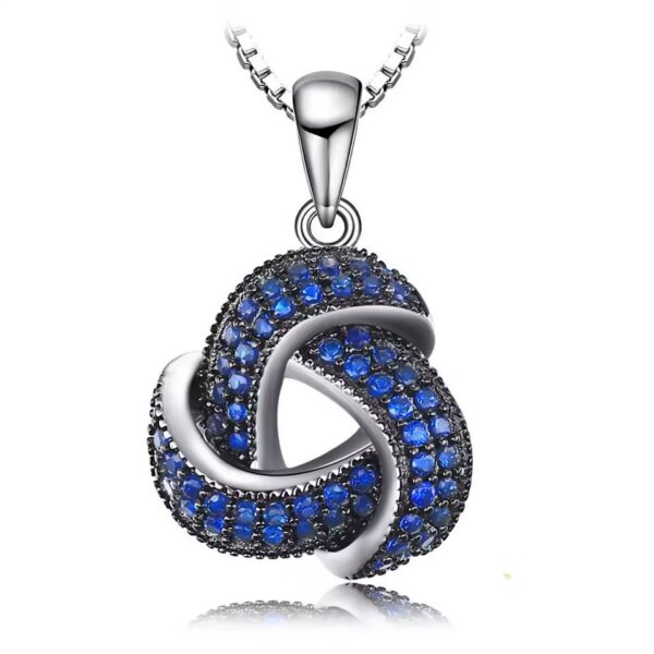 Shirinn Luxury Blue Spinel Knot 925 Sterling Silver Necklace & Pendant