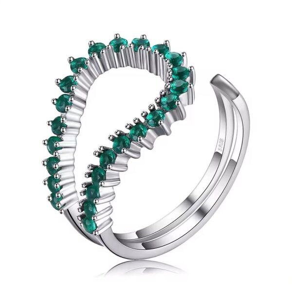 Shirinn 0.46ct Emerald Open Ring 925 Sterling Silver