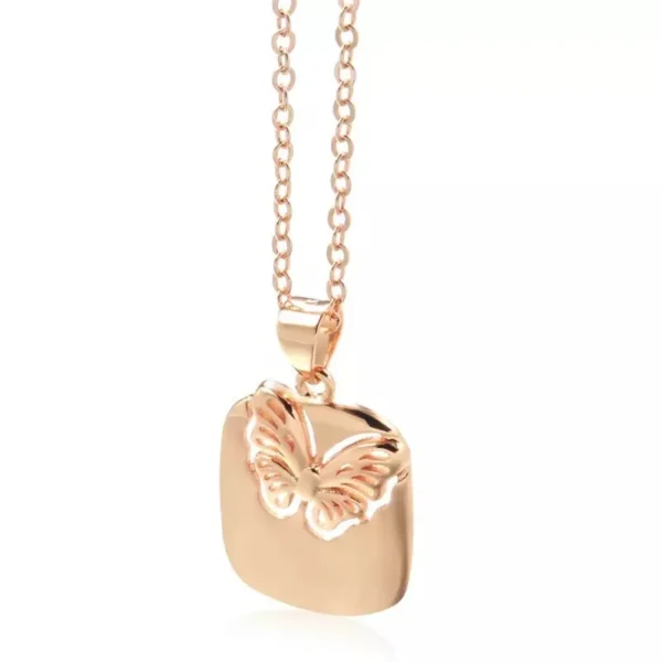 14k Rose Gold Plated Luxury Butterfly Pendant & Necklace