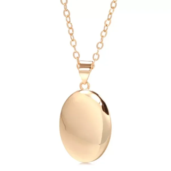 14k Rose Gold Plated Luxury Necklace & Oval Pendant