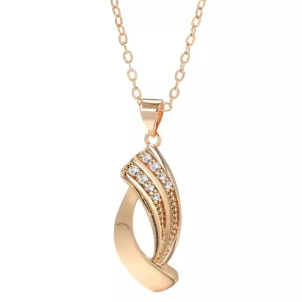 14k Rose Gold Plated Geo Pendant & Necklace 