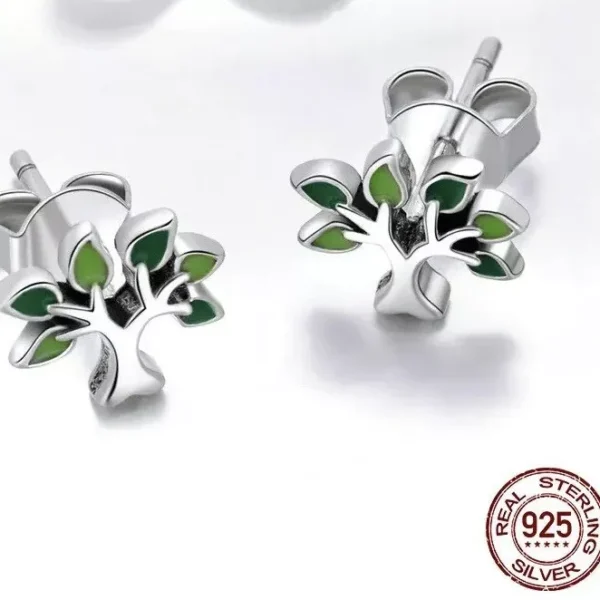 Platinum Plated Sterling Silver Earrings Tree Of Life