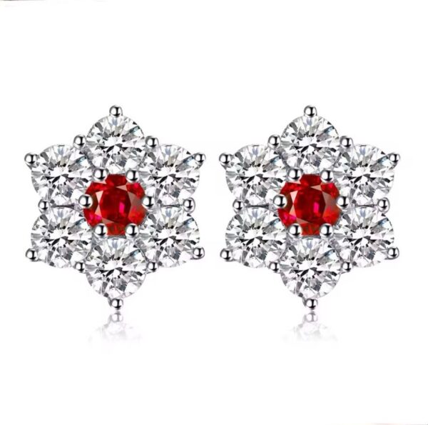 Luxury Flower 0.2ct Ruby Earrings Sterling Silver