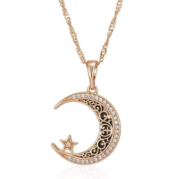 Shirinn Luxury Moon and Star Pendant & Necklace