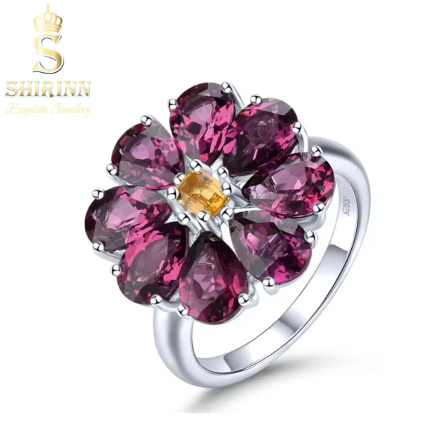 Shirinn 6.6ct Natural Garnet & Citrine Luxury Ring