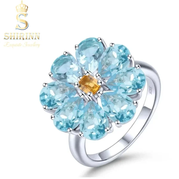 Shirinn 6.6ct Natural Blue & Citrine Topaz Luxury Ring