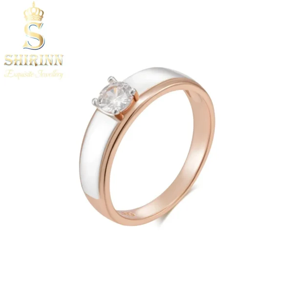 Shirinn Band Wedding Ring Exquisite Two Tone