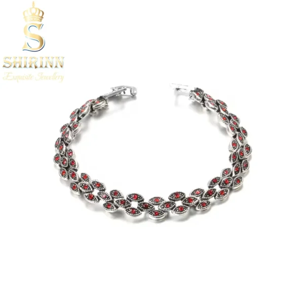 Shirinn Exquisite Silver Boho Red Bracelet