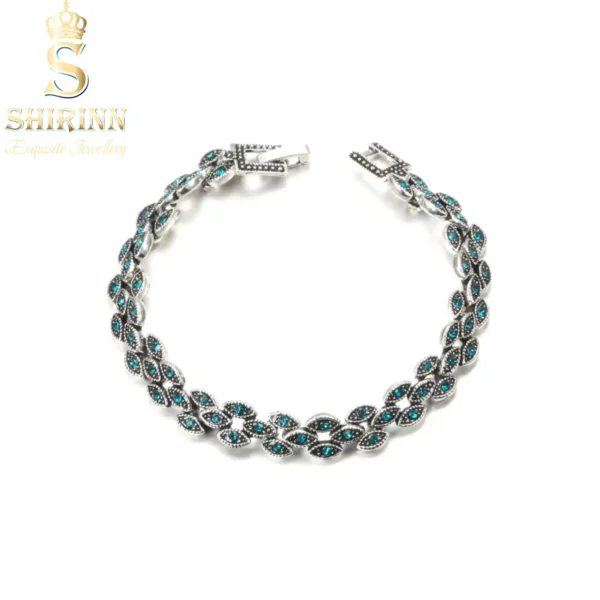 Shirinn Exquisite Silver Boho Green Bracelet