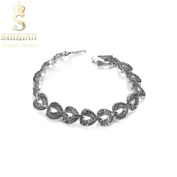 Shirinn Exquisite Silver Boho Hearts Bracelet